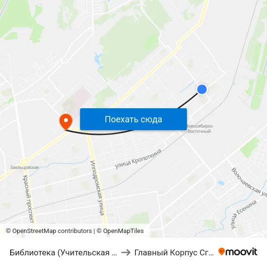 Библиотека (Учительская Ул.) to Главный Корпус Сгупс map