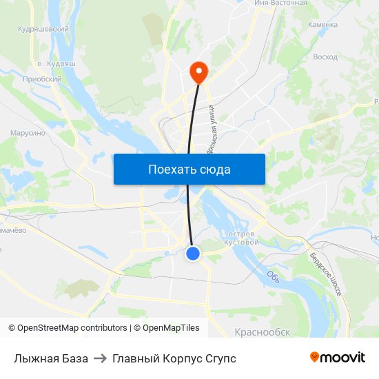 Лыжная База to Главный Корпус Сгупс map