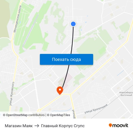 Магазин Маяк to Главный Корпус Сгупс map