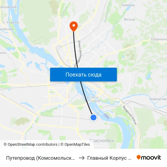 Путепровод (Комсомольская Ул.) to Главный Корпус Сгупс map