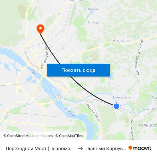 Переходной Мост (Первомайская Ул.) to Главный Корпус Сгупс map