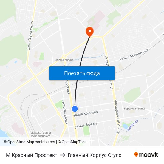 М Красный Проспект to Главный Корпус Сгупс map