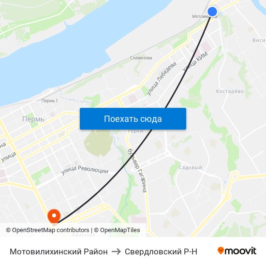 Мотовилихинский Район to Свердловский Р-Н map