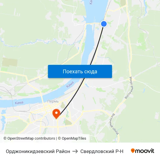 Орджоникидзевский Район to Свердловский Р-Н map