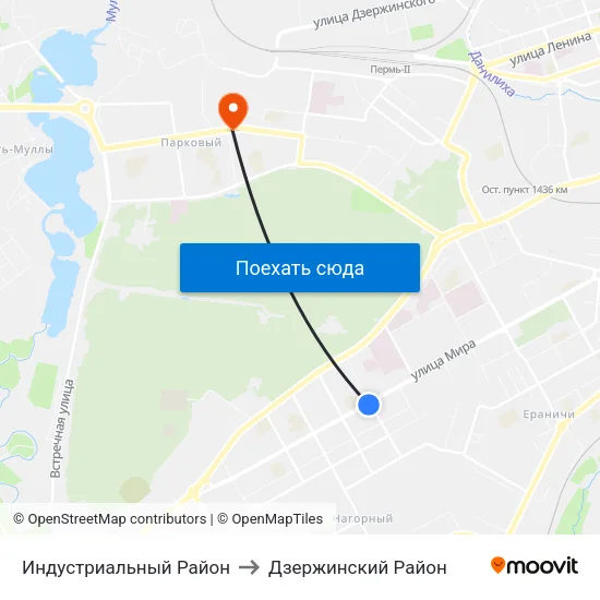 Индустриальный Район to Дзержинский Район map