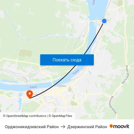 Орджоникидзевский Район to Дзержинский Район map