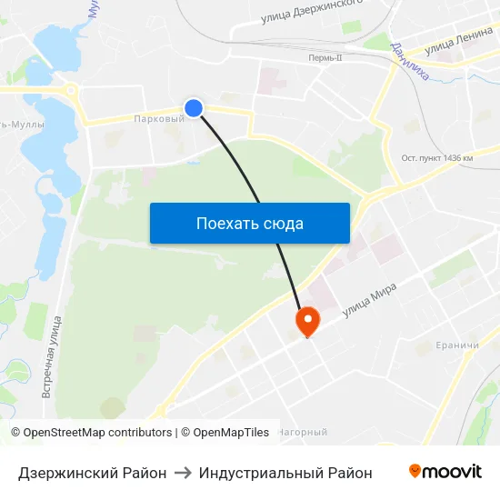 Дзержинский Район to Индустриальный Район map