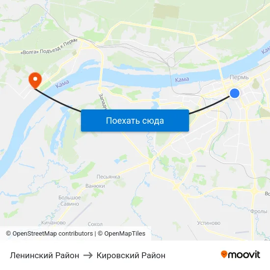 Ленинский Район to Кировский Район map