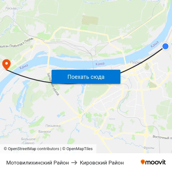 Мотовилихинский Район to Кировский Район map