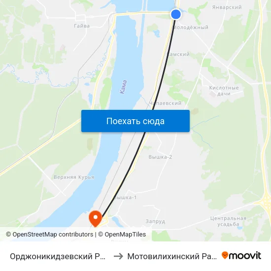 Орджоникидзевский Район to Мотовилихинский Район map