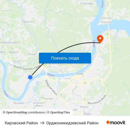 Кировский Район to Орджоникидзевский Район map