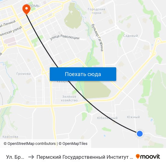 Ул. Братская to Пермский Государственный Институт Искусства И Культуры map