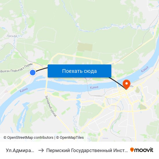 Ул.Адмирала Ушакова to Пермский Государственный Институт Искусства И Культуры map