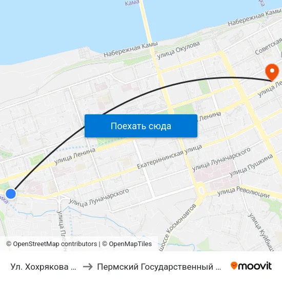 Ул. Хохрякова (Екатерининская) to Пермский Государственный Институт Искусства И Культуры map