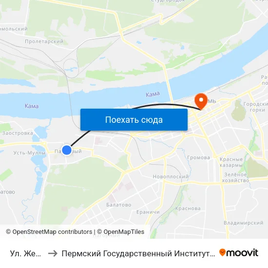 Ул. Желябова to Пермский Государственный Институт Искусства И Культуры map