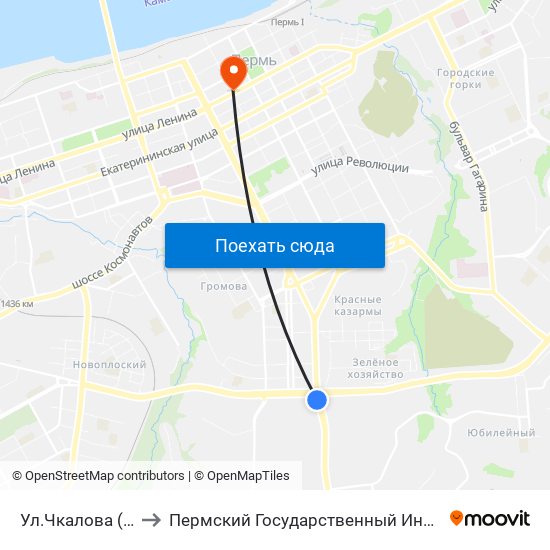 Ул.Чкалова (По Г.Хасана) to Пермский Государственный Институт Искусства И Культуры map