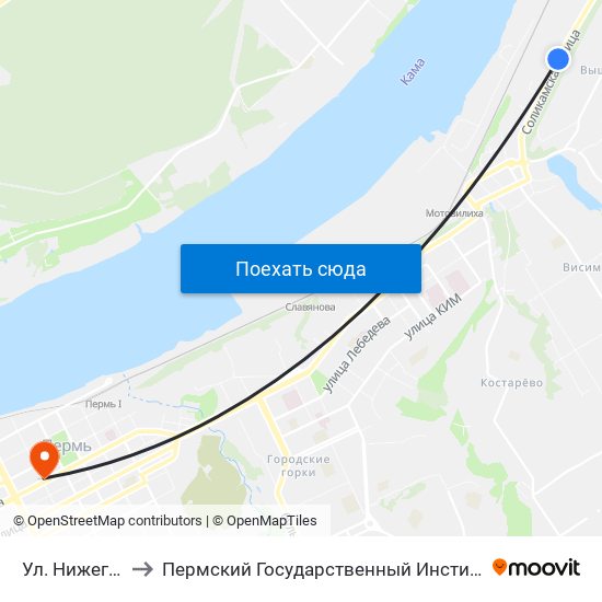 Ул. Нижегородская to Пермский Государственный Институт Искусства И Культуры map