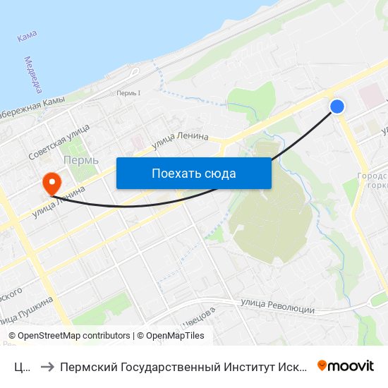 Цирк to Пермский Государственный Институт Искусства И Культуры map