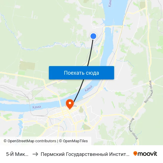 5-Й Микрорайон to Пермский Государственный Институт Искусства И Культуры map