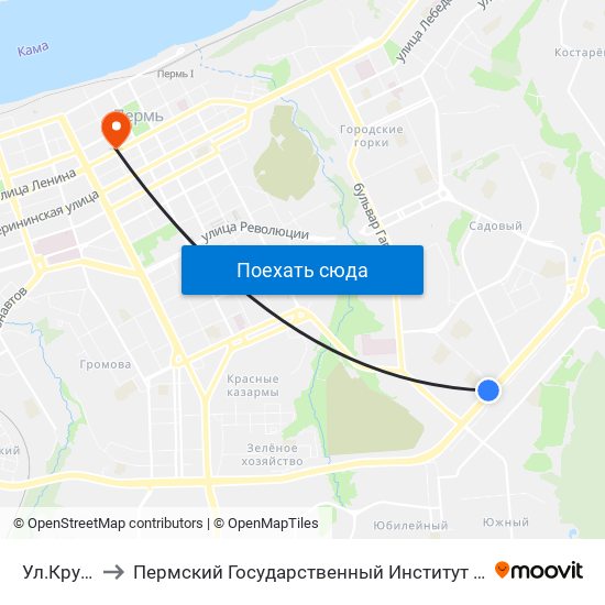 Ул.Крупской to Пермский Государственный Институт Искусства И Культуры map