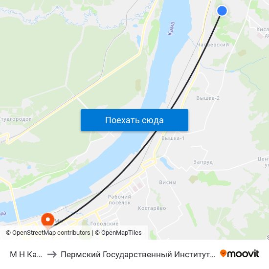 М Н Камский to Пермский Государственный Институт Искусства И Культуры map