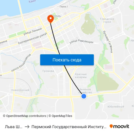 Льва Шатрова to Пермский Государственный Институт Искусства И Культуры map