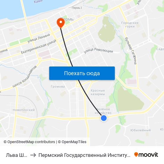 Льва Шатрова to Пермский Государственный Институт Искусства И Культуры map