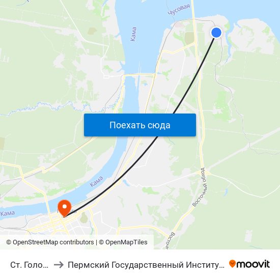 Ст. Голованово to Пермский Государственный Институт Искусства И Культуры map