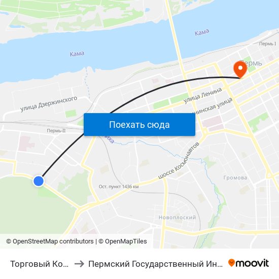 Торговый Комплекс Лента to Пермский Государственный Институт Искусства И Культуры map