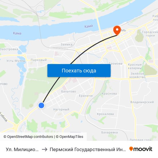 Ул. Милиционера Власова to Пермский Государственный Институт Искусства И Культуры map