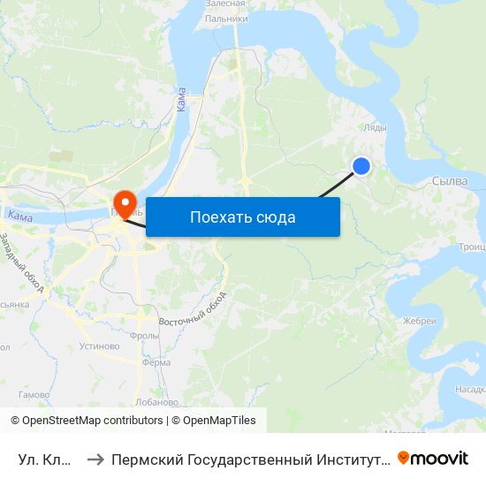 Ул. Ключевая to Пермский Государственный Институт Искусства И Культуры map