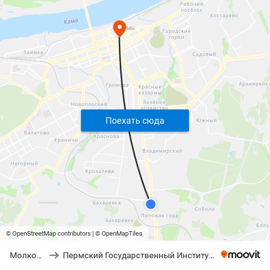 Молкомбинат to Пермский Государственный Институт Искусства И Культуры map