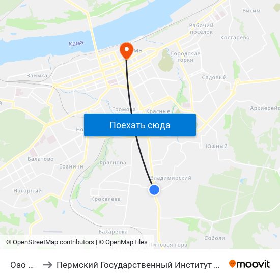 Оао Велта to Пермский Государственный Институт Искусства И Культуры map