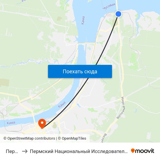 Переправа to Пермский Национальный Исследовательский Политехнический Университет map
