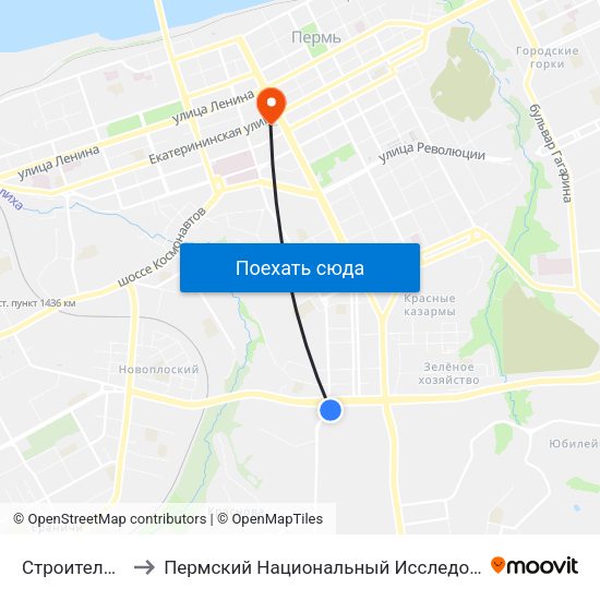 Строительный Факультет to Пермский Национальный Исследовательский Политехнический Университет map