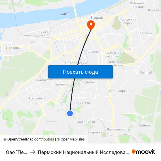 Оао "Перммебель" to Пермский Национальный Исследовательский Политехнический Университет map