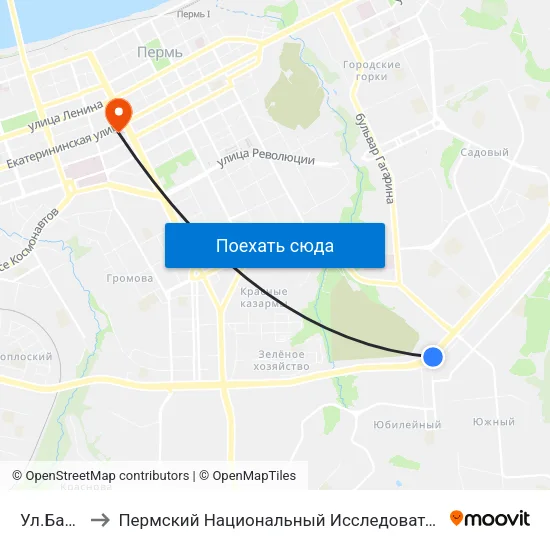 Ул.Балхашская to Пермский Национальный Исследовательский Политехнический Университет map