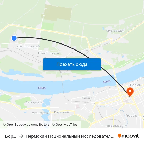Боровики to Пермский Национальный Исследовательский Политехнический Университет map