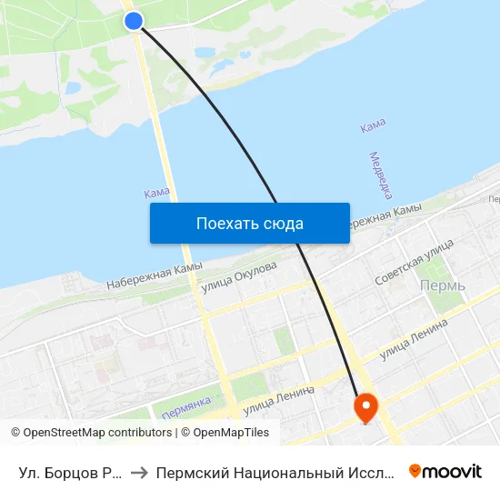 Ул. Борцов Революции (Спешил.) to Пермский Национальный Исследовательский Политехнический Университет map
