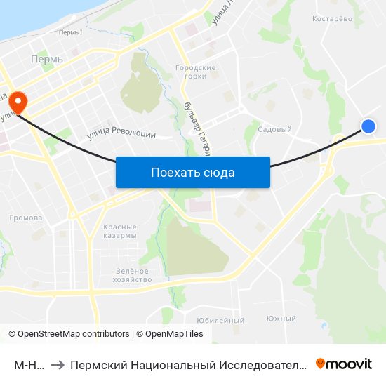 М-Н Ива-1 to Пермский Национальный Исследовательский Политехнический Университет map
