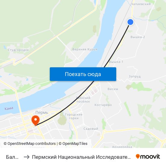 Балмошная to Пермский Национальный Исследовательский Политехнический Университет map