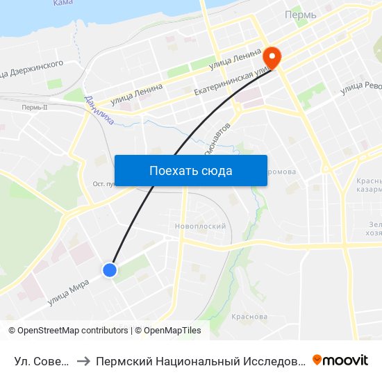 Ул. Советской Армии to Пермский Национальный Исследовательский Политехнический Университет map