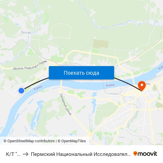 К/Т "Рубин" to Пермский Национальный Исследовательский Политехнический Университет map