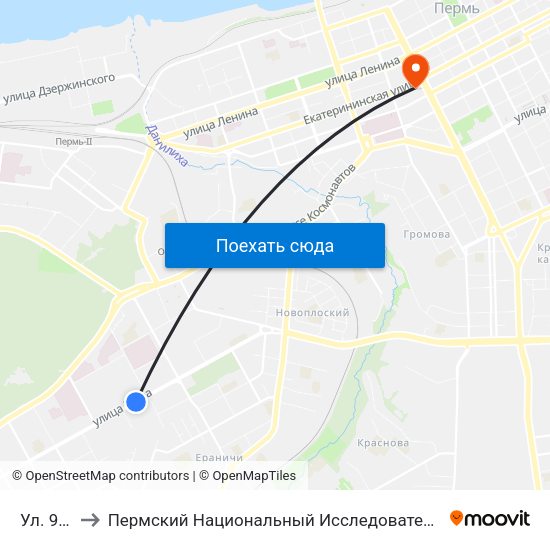 Ул. 9-Го Мая to Пермский Национальный Исследовательский Политехнический Университет map