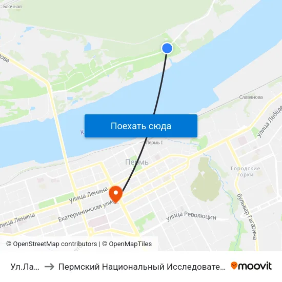 Ул.Лабинская to Пермский Национальный Исследовательский Политехнический Университет map