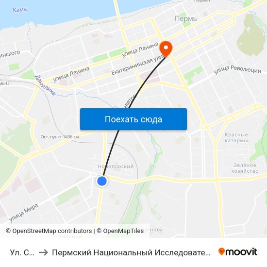 Ул. Сивкова to Пермский Национальный Исследовательский Политехнический Университет map