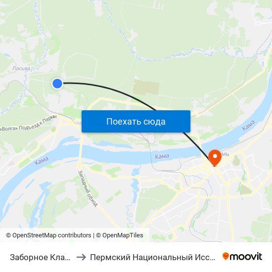 Заборное Кладбище (По Требованию) to Пермский Национальный Исследовательский Политехнический Университет map
