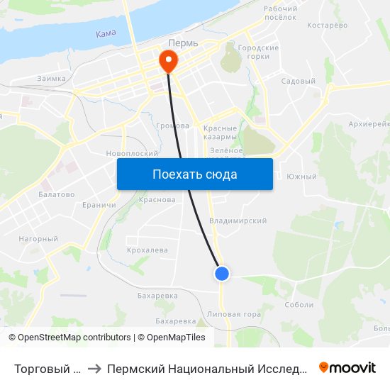 Торговый Центр Баумолл to Пермский Национальный Исследовательский Политехнический Университет map