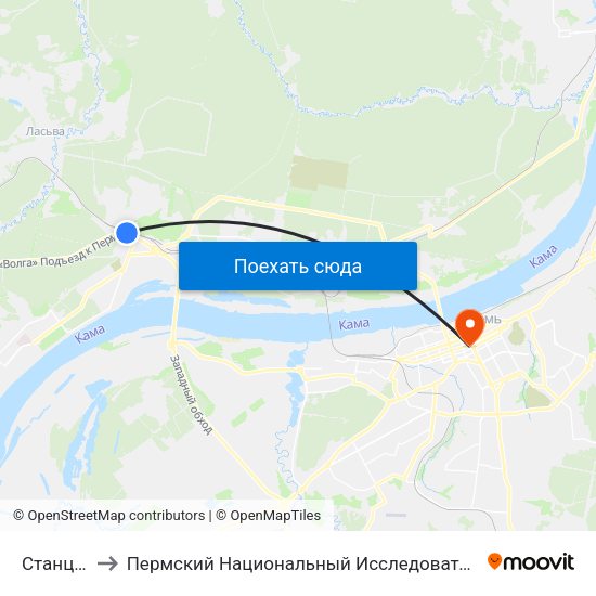 Станция Курья to Пермский Национальный Исследовательский Политехнический Университет map