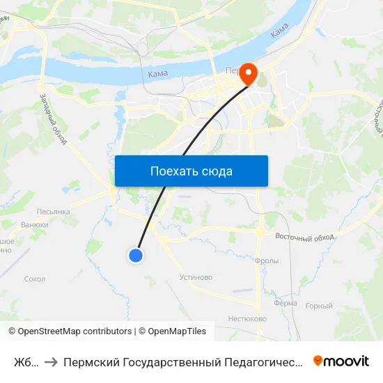 Жбк-2 to Пермский Государственный Педагогический Университет map